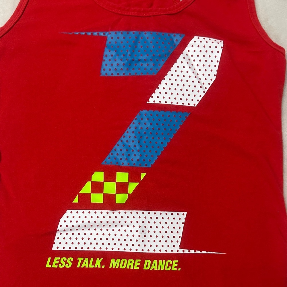 Zumba Fitness Red Tank Top with Blue and White Accents - Picture 3 of 7